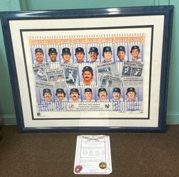 1978 NEW YORK YANKEES TEAM  'THE GREATEST COMEBACK EVER' LITHO YOGI & 23 AUTOGRAPHS -COA- WE CAN SHIP