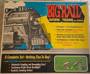 BIG RAIL WORK TRAIN BY MARX # 50350, SEE PICS FOR WHAT IS IN BOX - WE CAN SHIP!