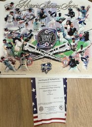 YANKEES VS METS AUTOGRAPHED 2000 HISTORIC SUBWAY SERIES 24X20 FITZGERALD PRINT/LITHO COLLAGE COA