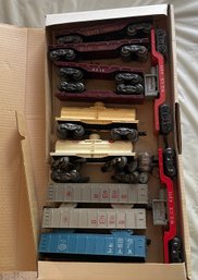 BOX OF VINTAGE PLASTIC TRAINS IN BOX - 11 PIECES - WE CAN SHIP!