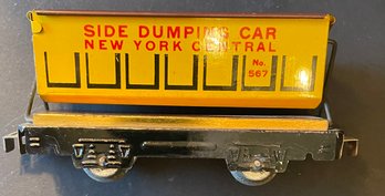 MARX NEW YORK CENTRAL SIDE DUMPING TIN TRAIN CAR #567 - WE CAN SHIP!