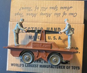 MARX 1950'S ELECTRIC 2-MAN RAILROAD HAND CAR IN ORIGINAL BOX - WE CAN SHIP!