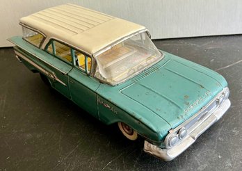 1961 CHEVY BEL AIR WAGON-TIN FRICTION STATION WAGON TOY CAR-JAPAN~WORKS- WE CAN SHIP!