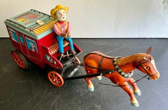 CRAGSTON ICHIDA 1950S-60S TIN BATTERY OPERATED OVERLAND STAGE COACH WESTERN WE CAN SHIP!