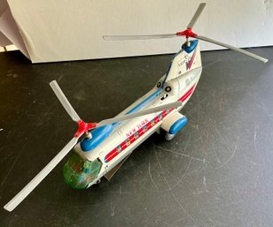 ALPS - VERTOL 107 HELICOPTER - NEW YORK AIRWAYS - WORKS BATTERY JAPAN 1960 TIN TOY- WE CAN SHIP!