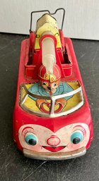 50'S JAPAN MODERN TOYS TIN LITHO HAPPY FACE FIRE TRUCK- WE CAN SHIP!