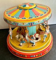 J CHEIN USA LITHO TIN PLAYLAND MERRY GO ROUND Keywind -WE CAN SHIP!