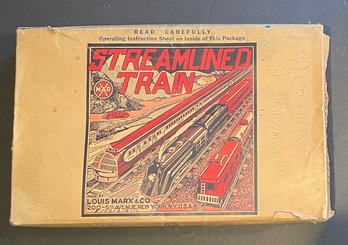 MARX STREAMLINED 'SPARKLING MECHANICAL' SET IN BOX LOCO, TENDER, PULLMAN OBSERVATION, MONTCLAIR