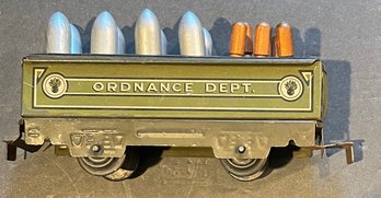 MARX ORDNANCE CAR #552M PREWAR ARMY SUPPLY CHAIN WITH LOAD - WE CAN SHIP!