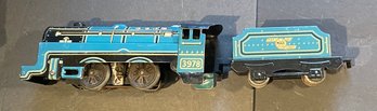 RARE BRITISH MARX 3978 BLUE LOCOMOTIVE WITH TENDER - WE CAN SHIP!