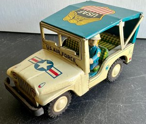 JEEP TIN FRICTION USAF AIR FORCE JEEP ATI JAPAN MILITARY 7 Inch TOY -WE CAN SHIP!