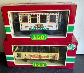 LEHMANN LGB G SCALE PASSENGER CIRCUS CAR #3036 & 3125 CIRCUS MENAGERIE In BOX- WE CAN SHIP!