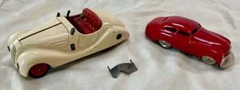 SCHUCO RED 4 1/2' MIRAKOCAK 1001 TOY CAR US ZONE GERMANY WORKS  & EXAMICO 4001 NOT WORKING- WE CAN SHIP!