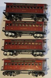 Marx Canadian Pacific #146, 148, 150, 152 Passenger Cars - Victoria, Banff, Regina, Saskatoon - WE CAN SHIP!