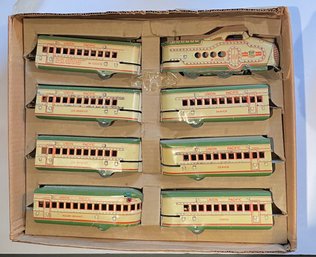 Marx M-10005 Postwar Union Pacific Streamline Tin Train Set - 8 Pieces In Original Half Box - WE CAN SHIP!