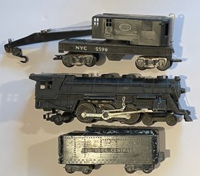 Marx NYC 5590 New York Central Crane Car, Coal Tender & 333 Locomotive - WE CAN SHIP!