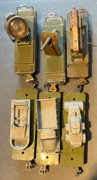 Set Of 6 MARX Olive Army Supply Train Cars With Vehicles, Weapons, Search Light. See! - WE CAN SHIP!