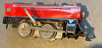 Vintage Red Wind-up Tin Locomotive With Open Spoke Cow Catcher - WE CAN SHIP!