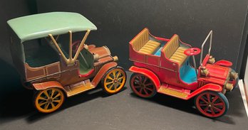 2 BANDAI FRICTION CARS-MODEL A TOURING CAR & RED CONVERTIBLE - WE CAN SHIP!