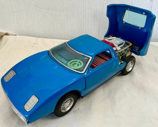 Vintage BANDAI 4190 FORD GT Battery Op Tin Toy Made In Japan 11 Inch NOT WORKING- WE CAN SHIP!