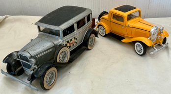 HUBLEY TAXI METAL 9 & YELLOW FORD 1932 COUPE  7 Inch -WE CAN SHIP!