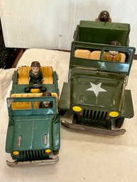 JAPAN TOY RADAR JEEP BATTERY OPERATED 1950'S MILITARY CAR & JAPAN USA ARMY JEEP-BOTH NOTBWORKING- WE CAN SHIP!