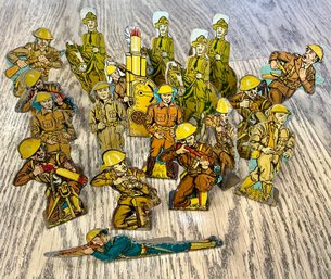 18 MARX TIN SOLDIERS INFANTRY, CAVALRY, MACHINE GUN, HOWITZER, SHARPSHOOTER  - WE CAN SHIP!