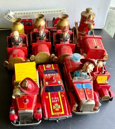 9 TIN FIRE DEPT TRUCKS - AS FOUND- WE CAN SHIP!