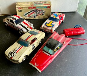 -4 HARD TOP TIN RACE CARS- AS FOUND-WE CAN SHIP!