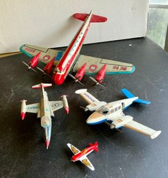 4 TIN TOY AIRPLANES- AS FOUND- WE CAN SHIP!