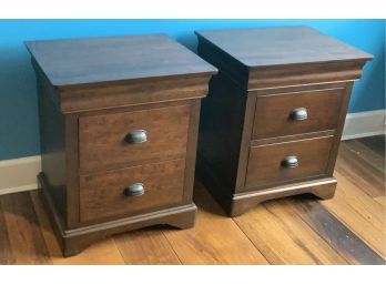 PAIR MAHOGANY CUSTOM MADE 2 DRAWER SIDE STANDS