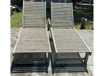 PETER ANDREWS PAIR WOOD OUTDOOR RECLINERS **