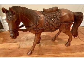 WOOD CARVED FULL BODIED HORSE