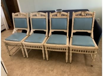 4 WHITE WALNUT EASTLAKE CHAIRS