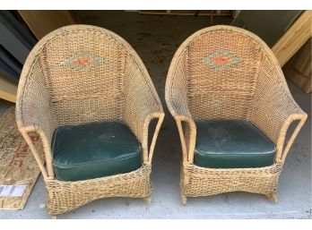 PAIR ANTIQUE BAR HARBOR WICKER ROCKING CHAIRS