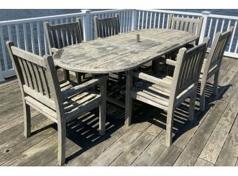 TEAK TABLE & 6 CHAIRS