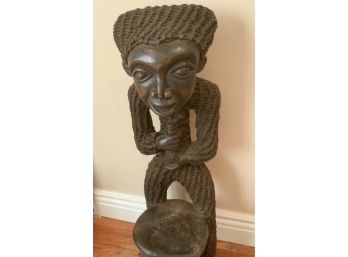 TRIBAL WOOD CARVED FIGURE 27” H X 8”