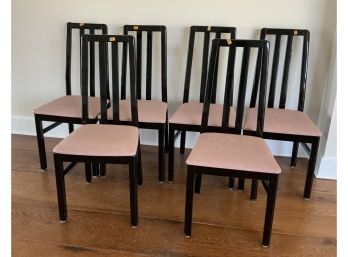 6 BLACK LACQUER SIDE CHAIRS