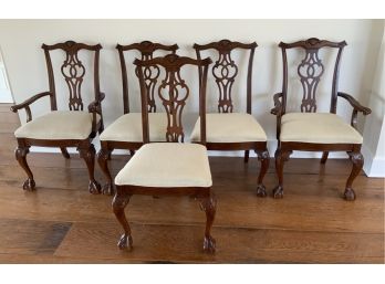 5 MAHOGANY CHIPPENDALE CHAIRS