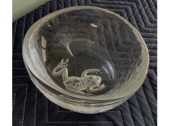 ARTIST SIGNED CRYSTAL FROG BOWL