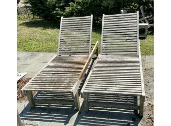 PETER ANDRES PAIR WOOD OUTDOOR RECLINERS ** (2)