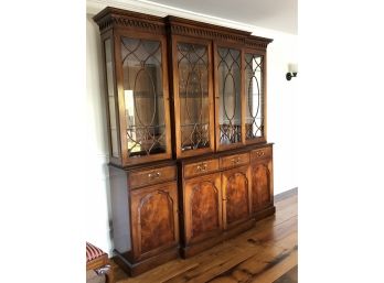 VINTAGE 2 Piece MAHOGANY CHINA CABINET INDIVIDUAL PANE