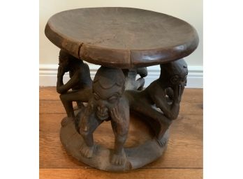 CARVED AFRICAN TRIBAL  STOOL BENCH