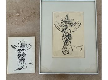 JACQUES LIPCHITZ  “UNTITLED” ORIGINAL W/CATALOG FROM 1950 EXHIBIT RADICH