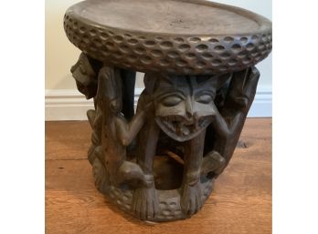 CARVED AFRICAN FIGURAL ALLIGATOR STOOL BENCH