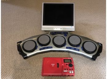 SHARP LIQUID CRYSTAL  TV, FIRST ACT DISCOVERY DRUM, TASCAM GUITAR TRAINER