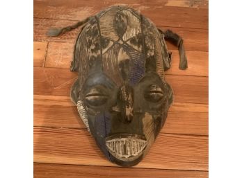 TRIBAL CARVED MASK - CLOTH & BEADS