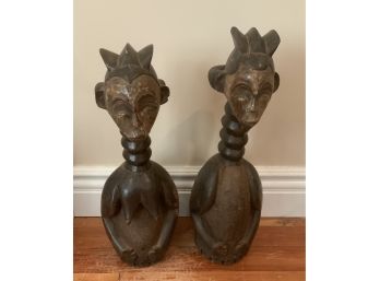 TRIBAL MALE & FEMALE LONG NECK WOOD FIGURES