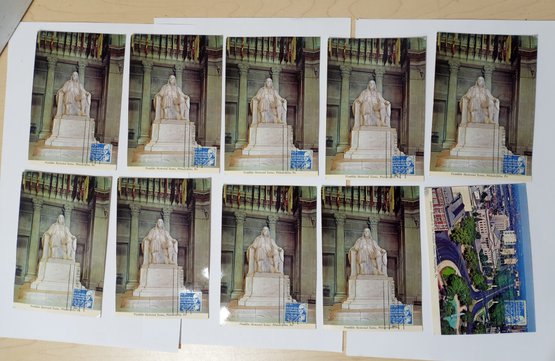 10 Franklin Institute Postcards, Stamped And Datestamped