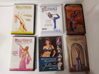 6 Belly Dancing Related DVDs Or VCR Tapes.